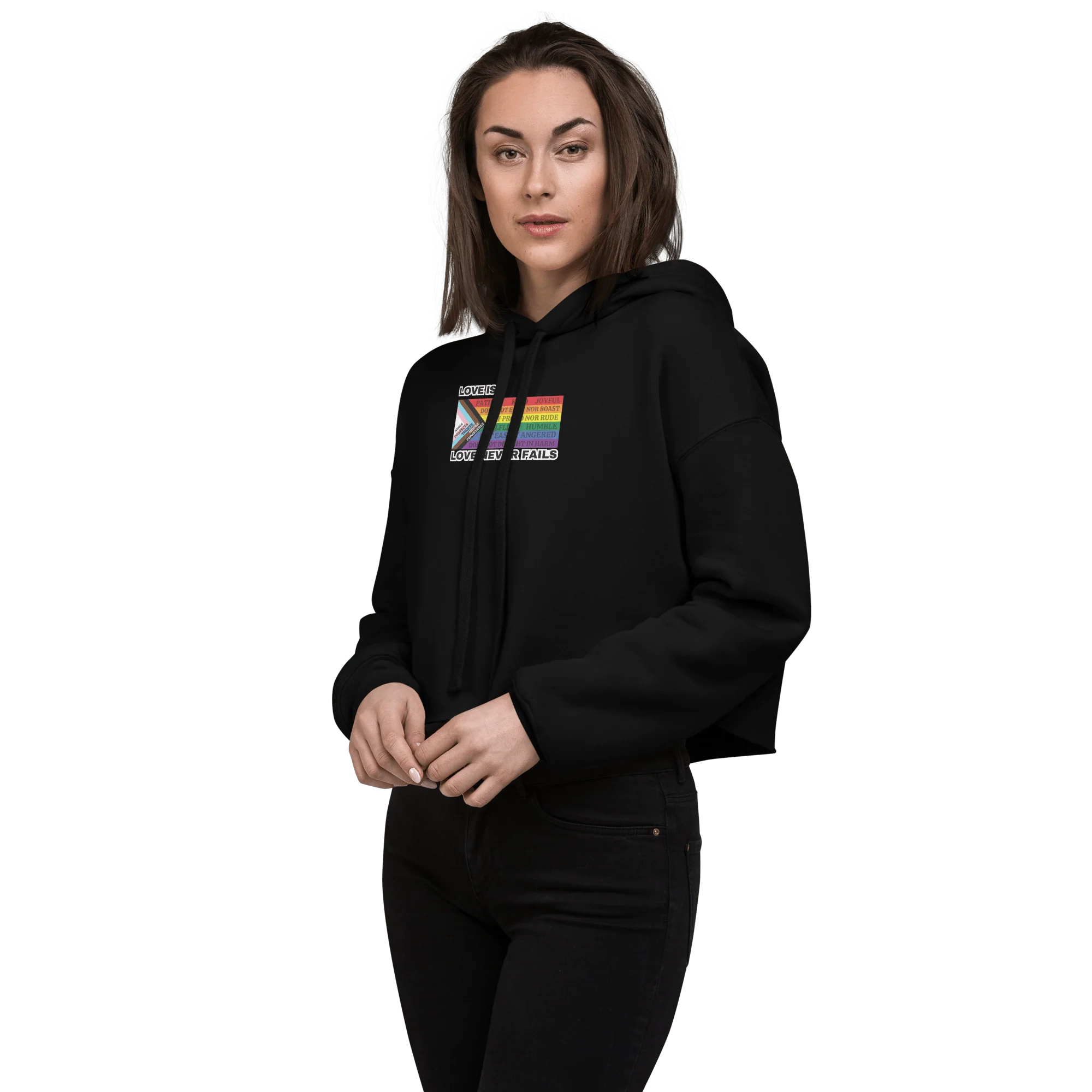 Love Never Fails Crop Hoodie - Image 10