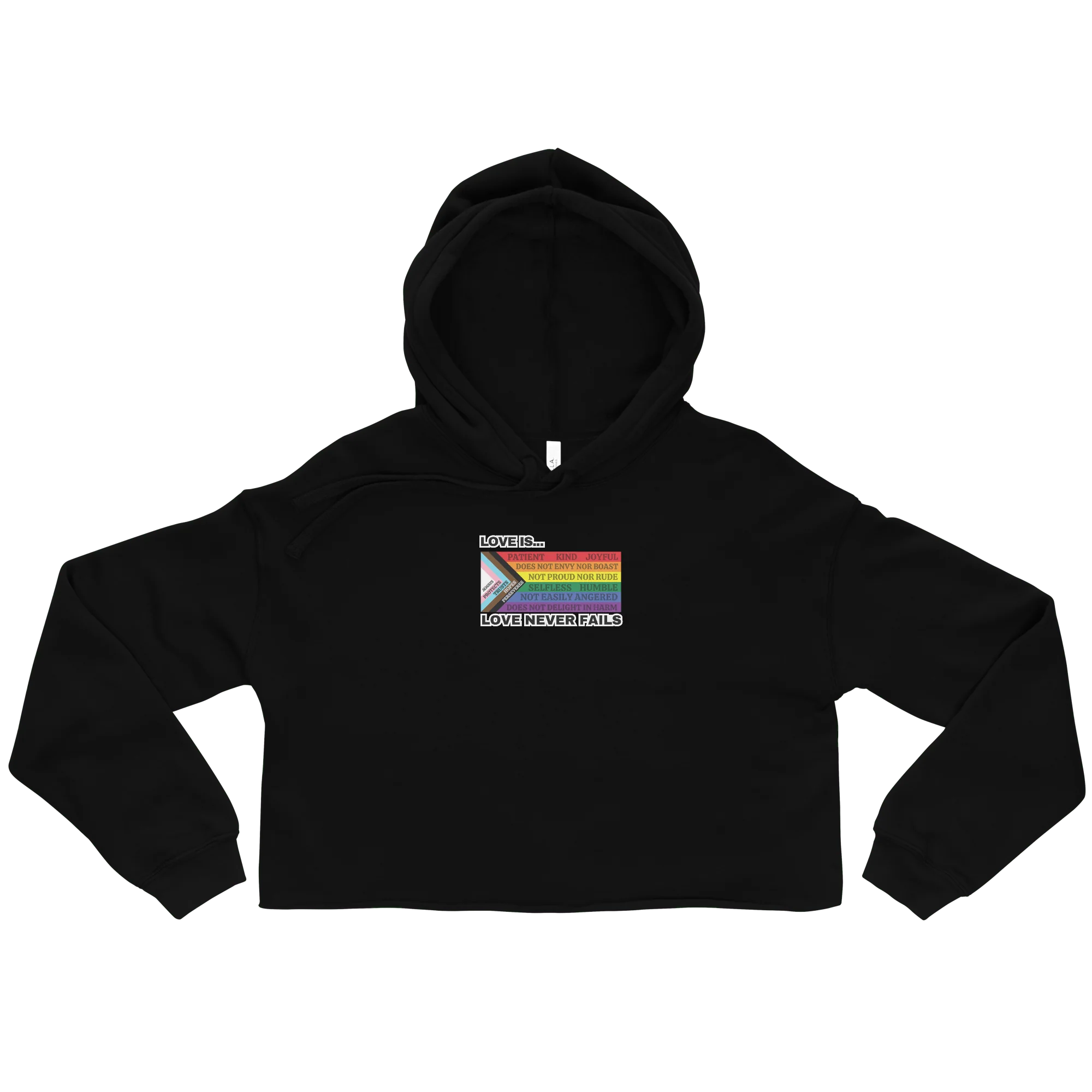 Love Never Fails Crop Hoodie - Image 2